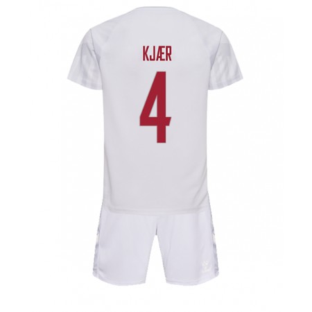 Jalkapallo Pelipaidat/Peliasut Tanska Simon Kjaer 4 Lasten Vieraspelipaita Mm-Kisat 2022